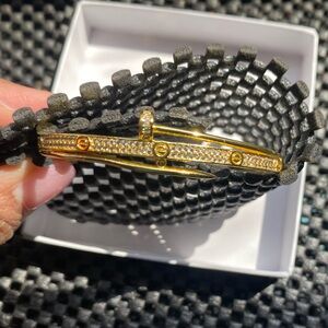 Gold-Tone Pave Nailhead Rhinestone Bracelet